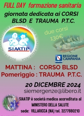 FULL DAY     DUE CORSI IL 20 DICEMBRE - Scuola Italiana Emergenze  