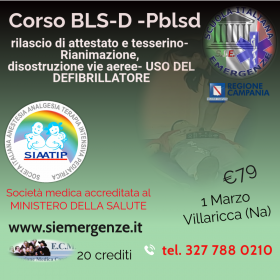 CORSO BLSD  adulto e pediatrico 1 MARZO - Scuola Italiana Emergenze  